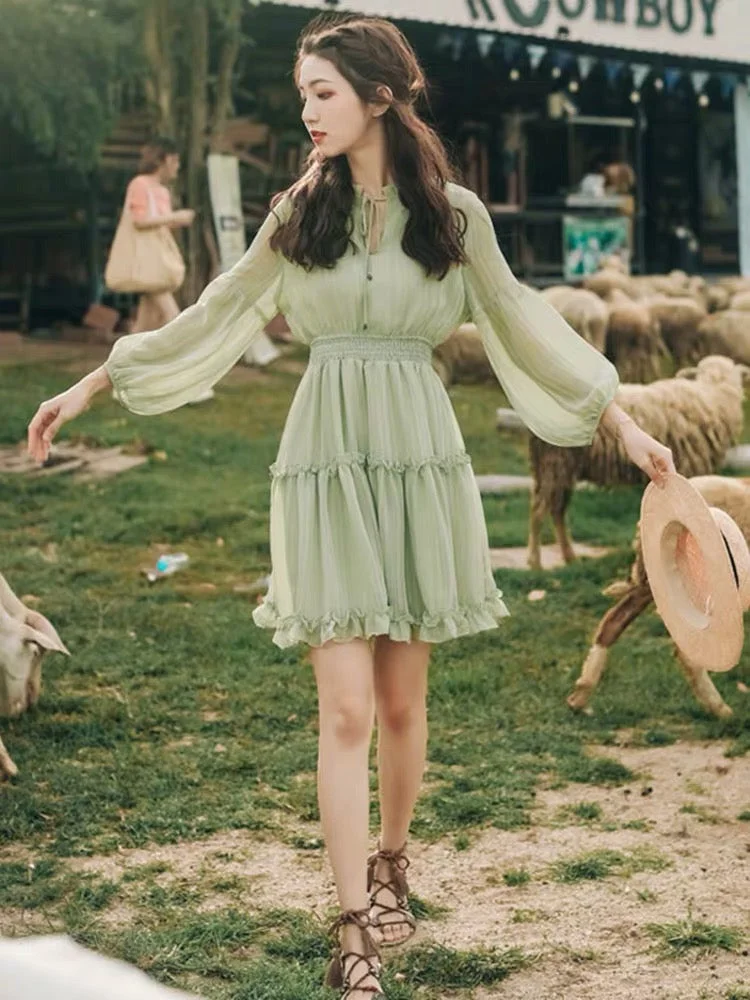 Avocado Green fairy Dress