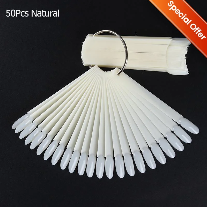 Color Card False Nail Tips Fan Transparent White Fake Nail Tips  Nail Art Practice Display Design Tools-Nail Inspo