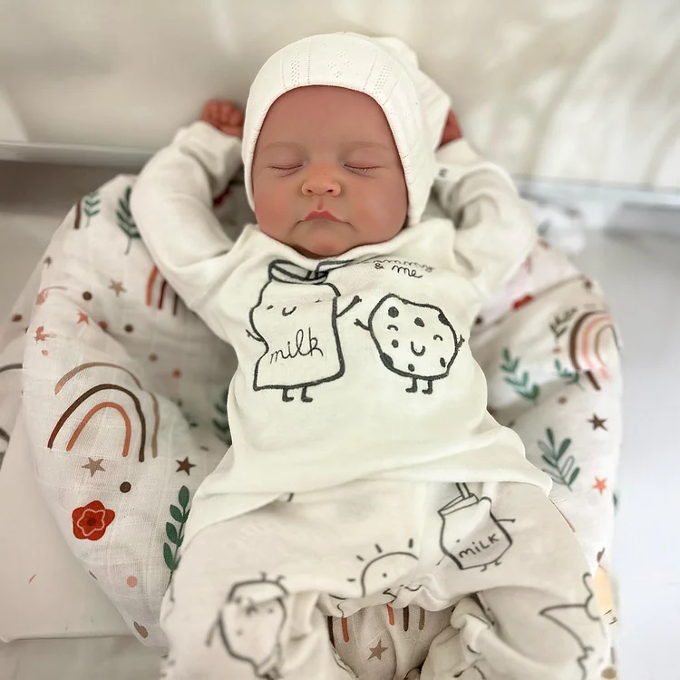 [Heartbeat & Breath] 20" Asleep Lifelike Reborn Baby Boy Doll with Closed Eyes and Cloth Body, Baby Boy with Realistic Heartbeat Named Lucas
