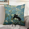 Van Gogh Apricot Tree Stamped Cross Stitch Pillow Cover Kit 11CT 3-Strand 45x45cm Zippered Cushion Embroidery Kit