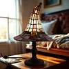 Resin Stained Glass Witch Hat Lamp USB Powered Gothic Wizard Hats Night Light Halloween Home Decor Accent Lamps for Home Office Dormitory Bar Decorate