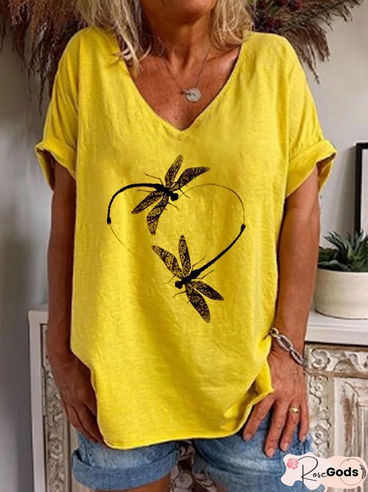 Yellow Casual Cotton Short Sleeve Shirt & Top