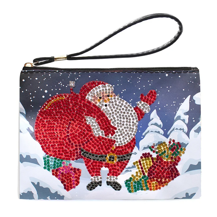 Christmas Special Shape Diamond Art Clutch Bag Snowman Diamond Makeup Bag Santa
