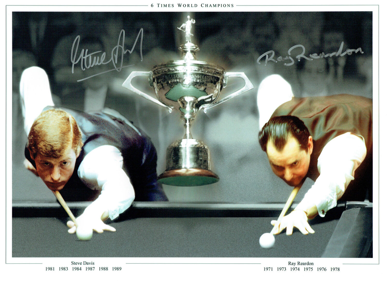 Steve DAVIS & Ray REARDON Signed Autograph 16x12 SNOOKER Montage Photo Poster painting AFTAL COA