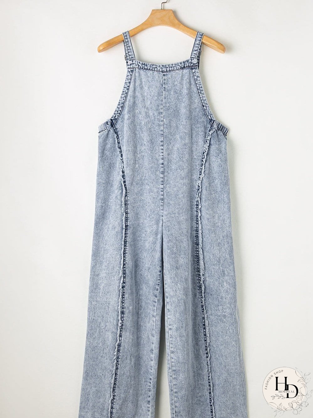 Vintage Beau Blue Denim Overall with Frayed Exposed Seam
