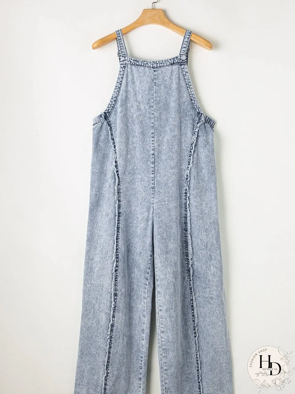 Vintage Beau Blue Denim Overall with Frayed Exposed Seam