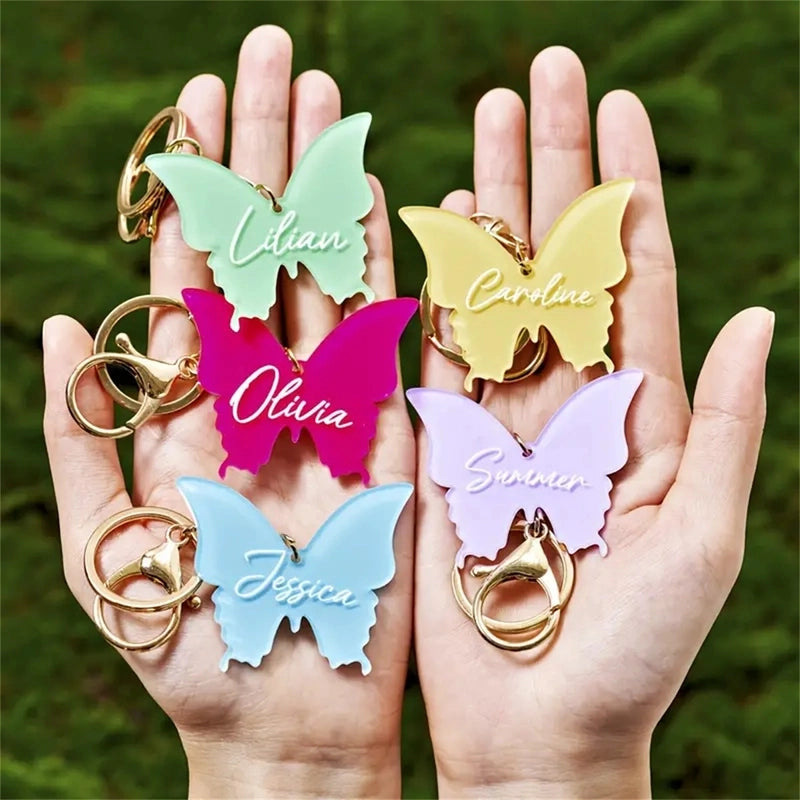 Vacation Minimalist Butterfly Arylic Alloy Animal Printing Butterfly Keychain