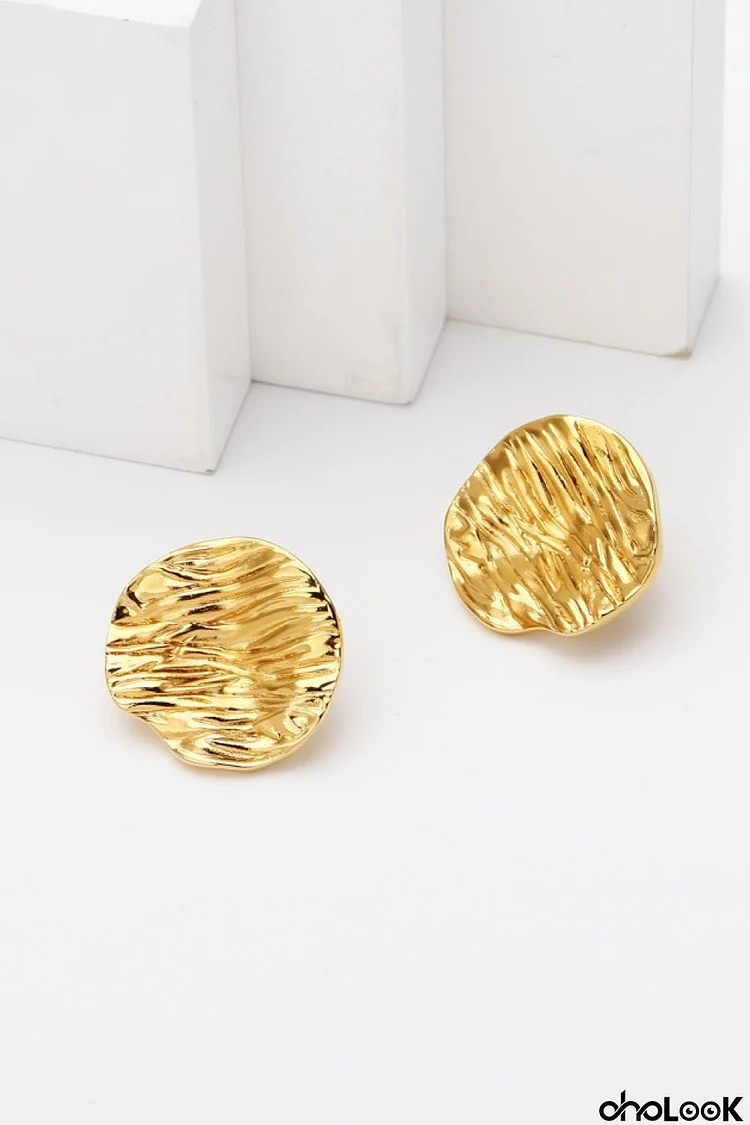 18K Gold-Plated Textured Stud Earrings