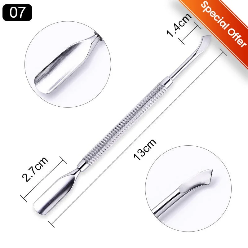 8 Style Colorful Cuticle Pusher Tweezer Nails Pusher Tools Cuticle Trimmer Dead Skin UV Gel Polish Stainless Steel Clean Tools-Nail Inspo