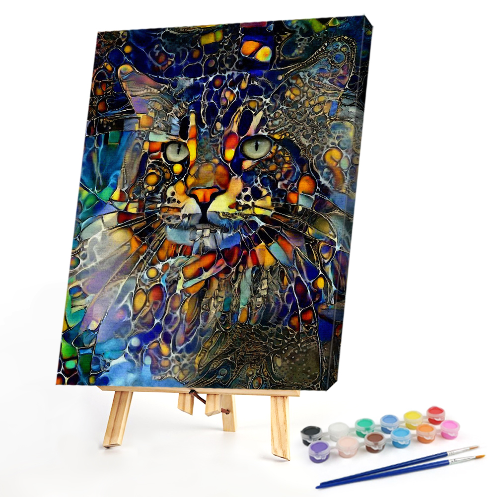 

40*50CM - Paint By Numbers - Psychedelic Cat, 501 Original