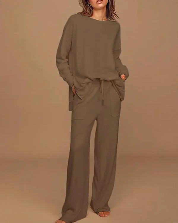 Long Sleeve Tops And Pants Two-Piece Fashion Suit
