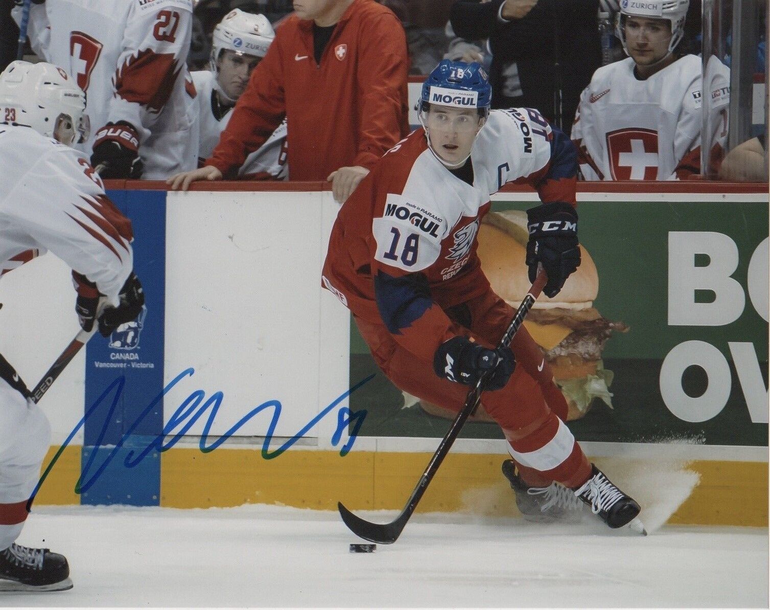 Czech Martin Necas Signed Autographed 8x10 IIHF Photo Poster painting COA #4