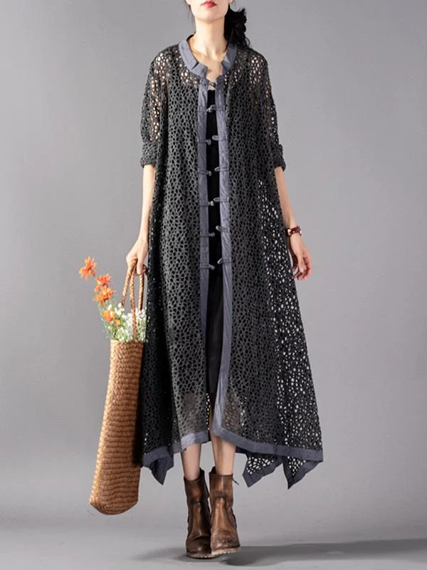 Casual Hollow Cropped Long Cover-up