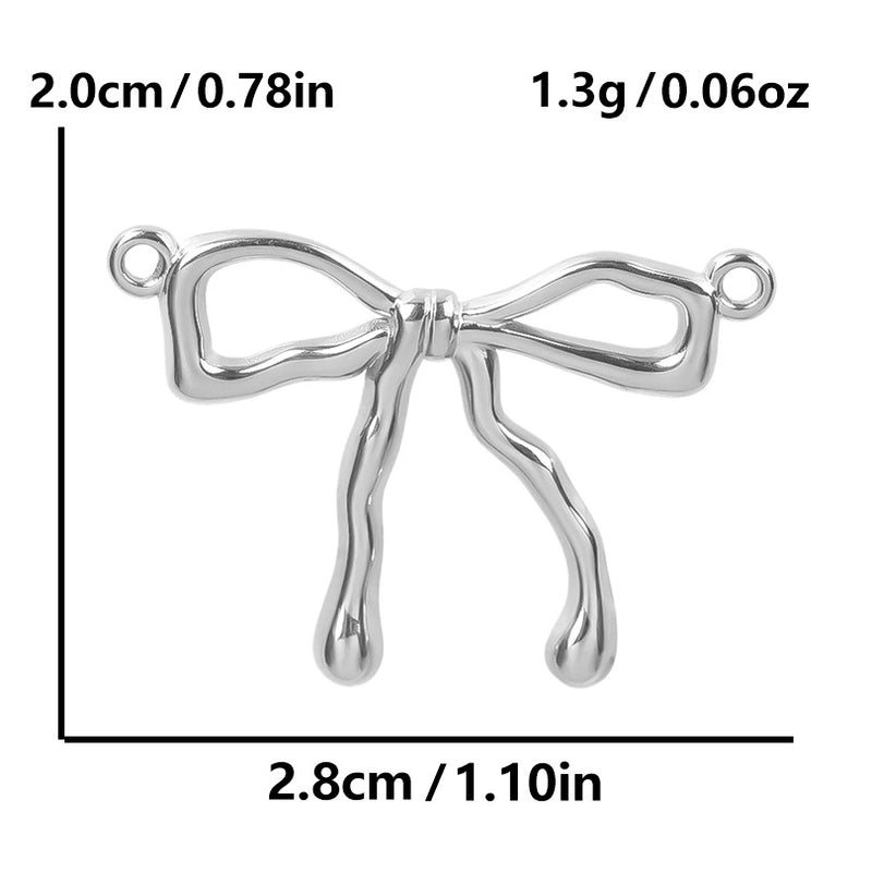 5 Pieces 28*20mm 28*42mm 33*29mm 304 Stainless Steel 18K Gold Plated Bow Knot Polished Pendant