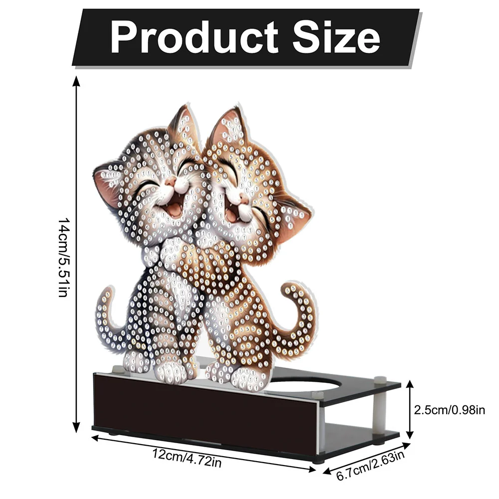 5D DIY Cat Diamond Art Mini Candle Holder for Aromatherapy Art Crafts