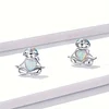 925 Silver Sloth Stud Earrings with Heart Opals