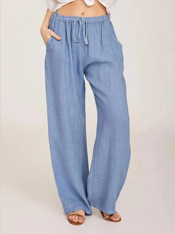 Double Pockets Elastic Waist Cozy Pants-Mayoulove