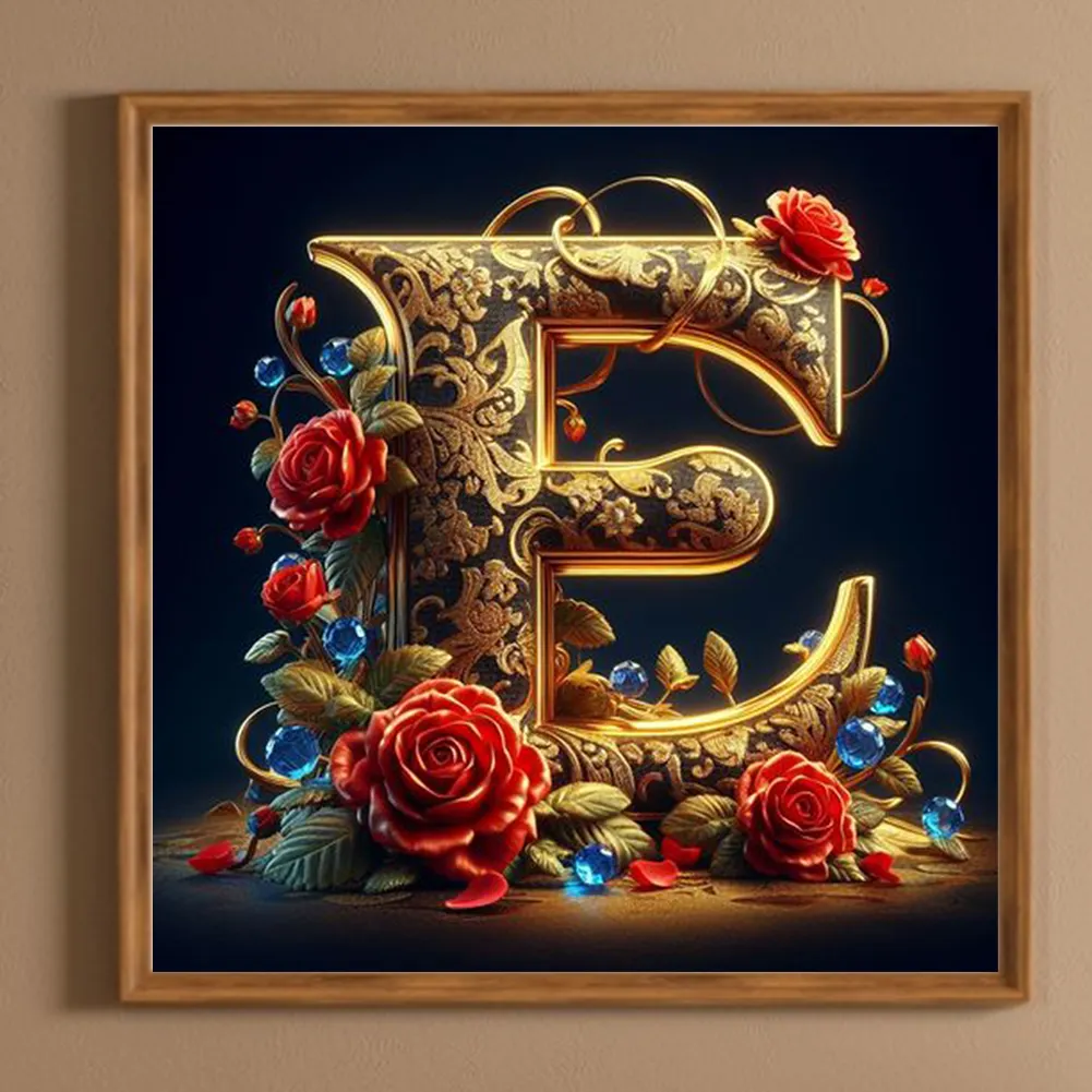 Diamond Painting - Full Round Drill - Flower Letter E(Canvas|30*30cm)