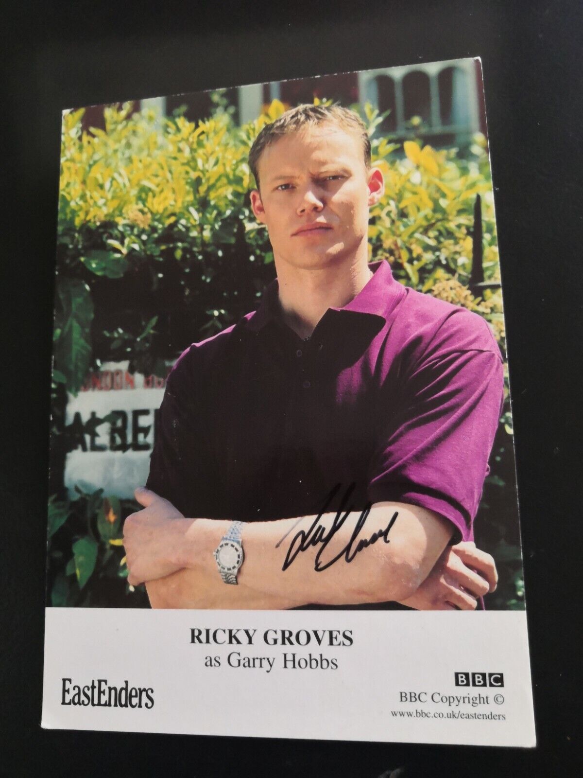 EASTENDERS SIGNED CAST CARD OF RICKY GROVES WHICH IS UNDEDICATED