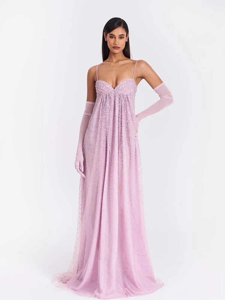 wallie baby blue rhinestone dress Miss Circle Women's Wallie Baby Blue Rhinestone Embellished Mesh Backless Gown