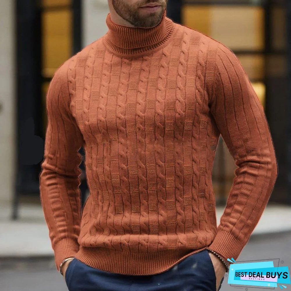 High Collar Simple Slim Men's Sweater