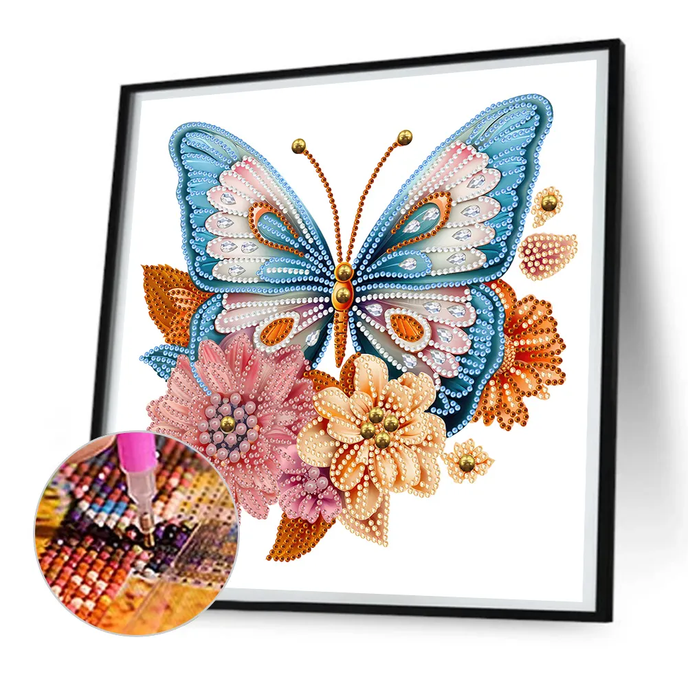 Diamond Painting - Partial Special Shaped Drill - Garden Butterfly(Canvas|30*30cm)