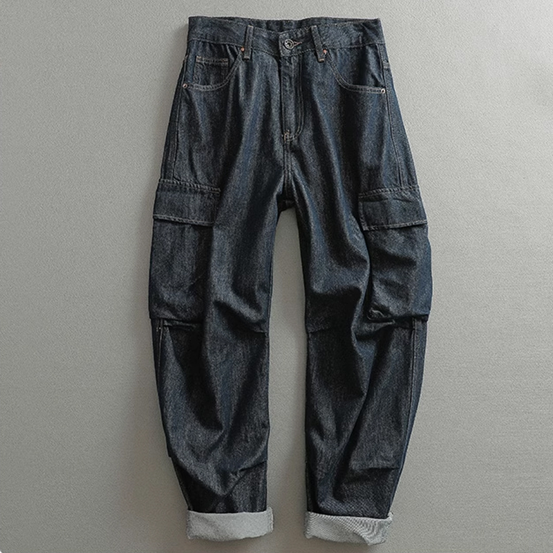 Men's Vintage Cargo Side Pocket Straight Jeans