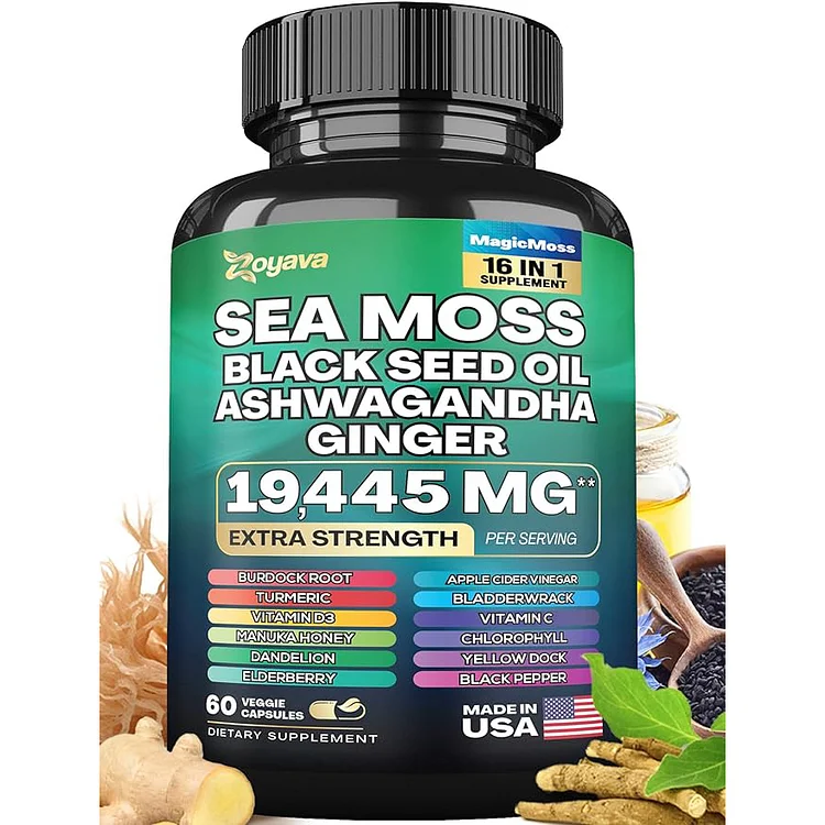 🎁[Free Shipping]Sea Moss Black Seed Oil Ashwagandha Ginger