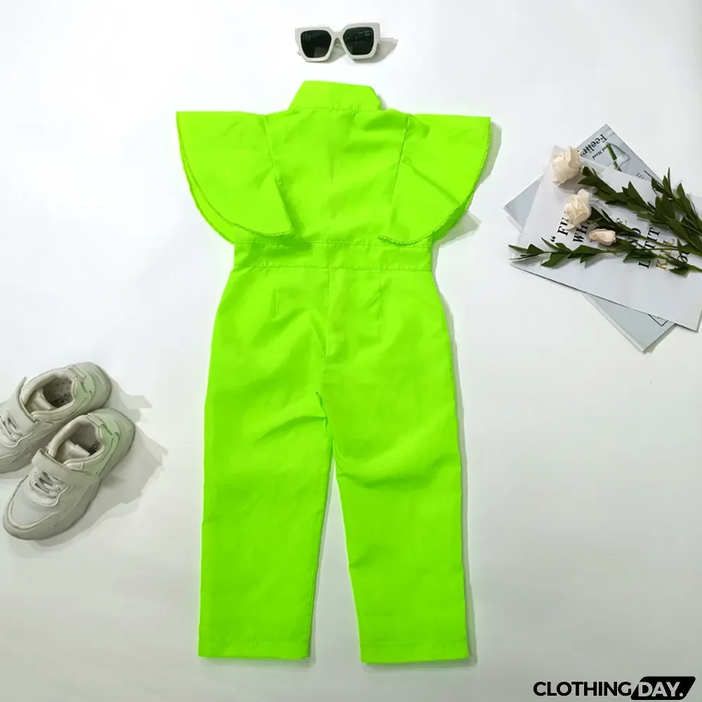 Kids Girls Fashion Solid Sleeveless Jumpsuit