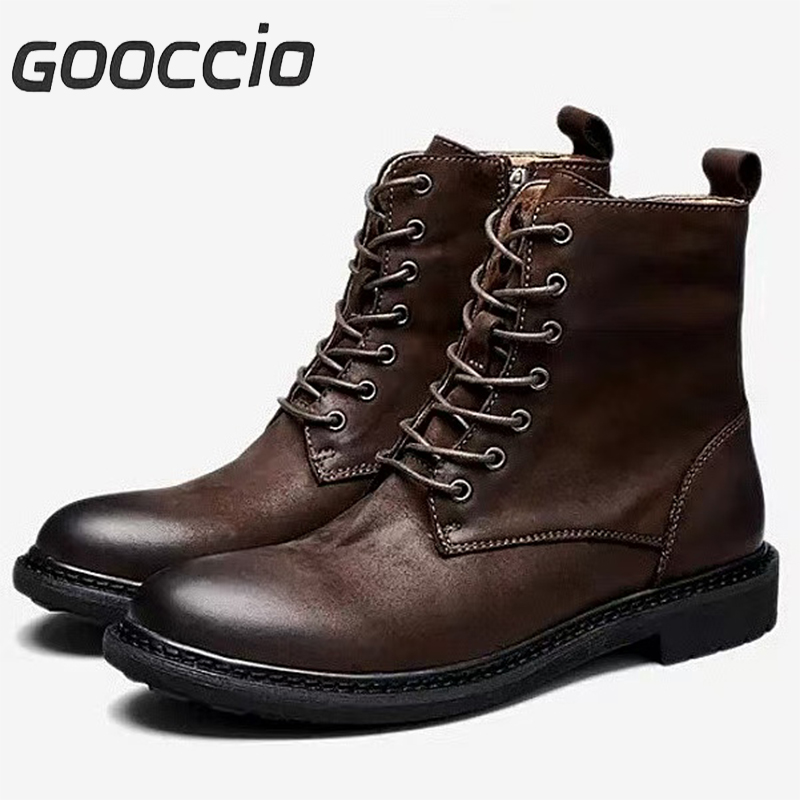 DT199 Retro-Style Cowhide Martin Boots For Men GOOCCIO   