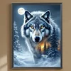 30x40cm Wolf 5d DIY Vollbohrer Runde Diamantmalerei Kit Haus Wanddekoration