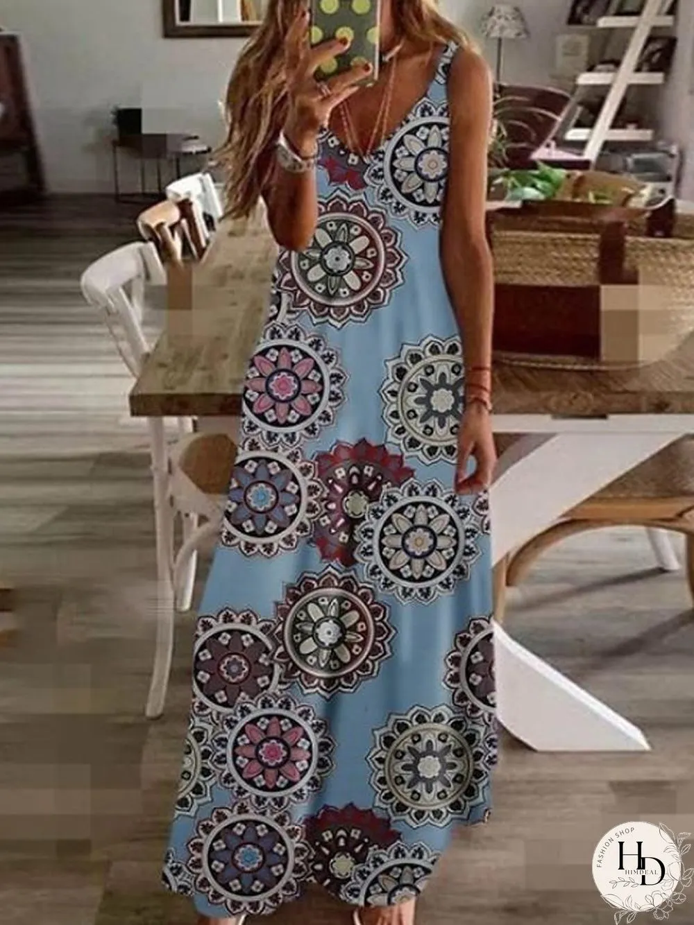 Maxi Long Sleeveless Floral Summer Dress