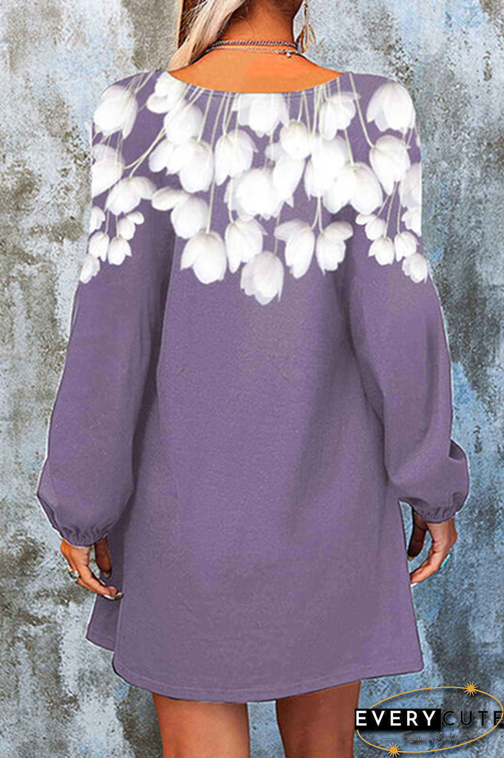 Casual Floral Split Joint  Contrast V Neck A Line Dresses