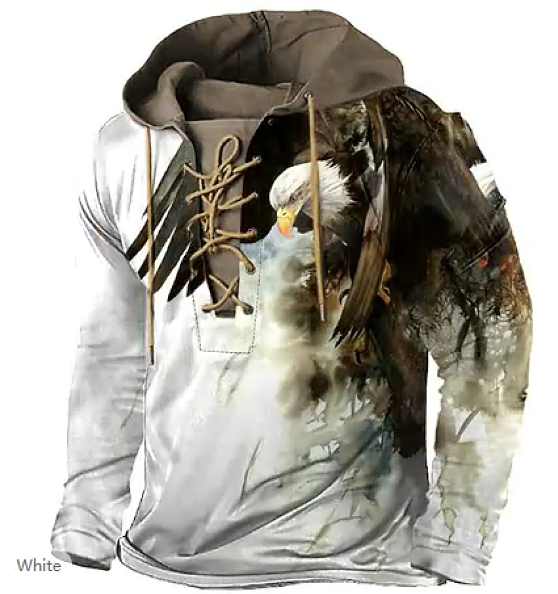 Men's fashionable hoodie & Eagle Animal Print & Comfortable street casual hoodie