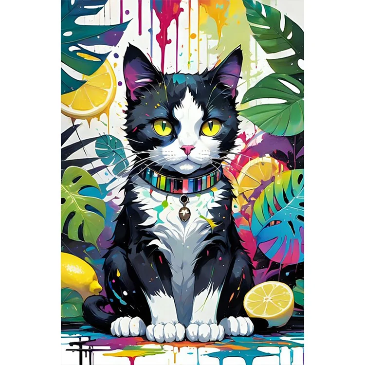 Fruit Cat 40*60CM (Canvas) Full Round Drill Diamond Painting gbfke