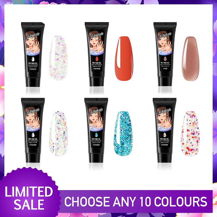 6 Random Colors Poly Nail Gel  Kit