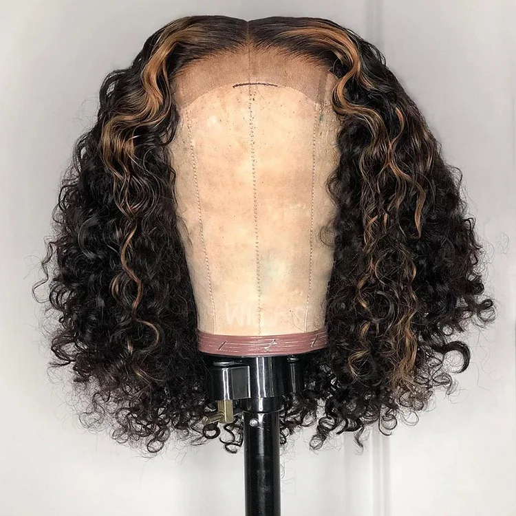 200% Wet And Wavy Natrual Black Ombre Honey Brown Lace Frontal Bob Wig