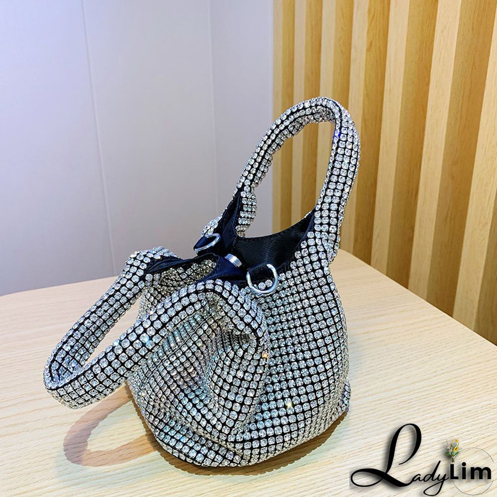 dinner rhinestone bag one-shoulder oblique bag fashion trend pillow full diamond bag diamond armpit bag