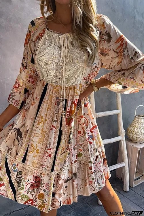 Sequin Lace Floral Dress