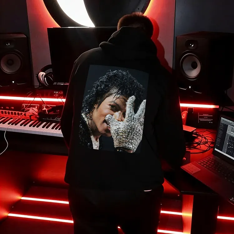 Michael Jackson Sequin Glove Back Print Men's Hoodie
