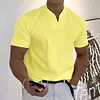 Gioiacombo&trade; T-shirt a maniche corte in tinta unita con scollo a V sciolto da uomo nuova