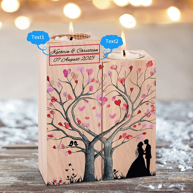 Kettenmachen Personalisierte 2 Texte Unter dem Liebesbaum Kerzenhalter Geschenk für Paare