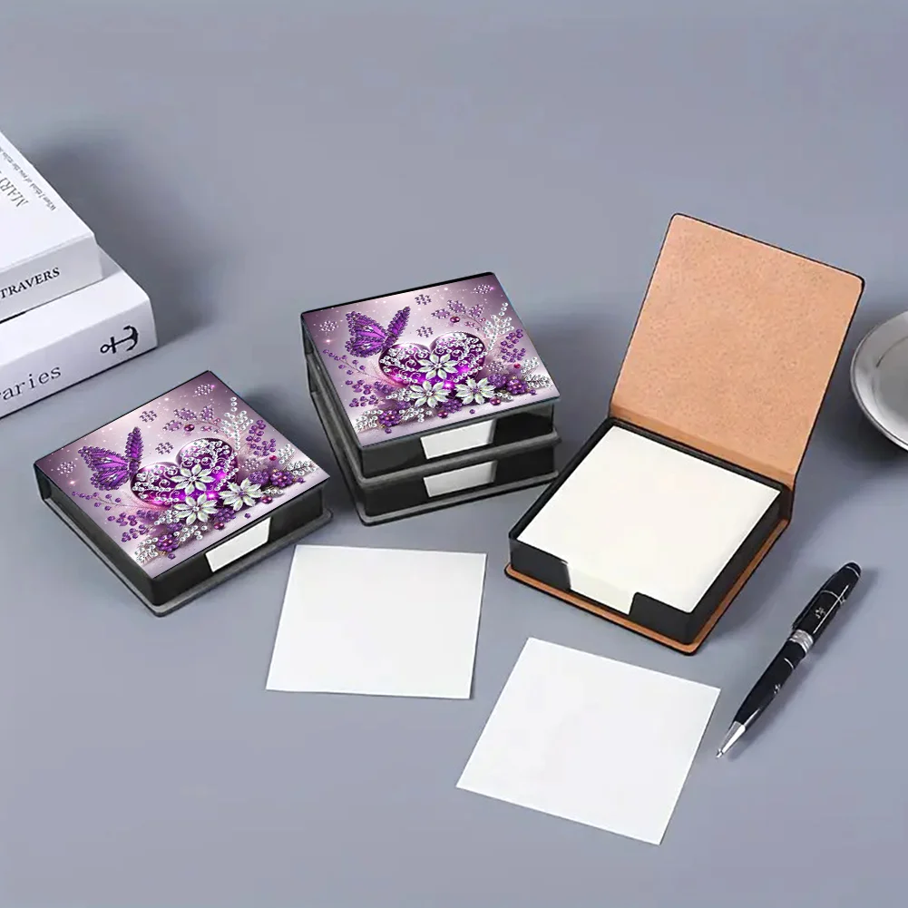 PU 5D Diamond Painting Kit Note Box DIY Diamond Art Notepad Box (Butterfly)
