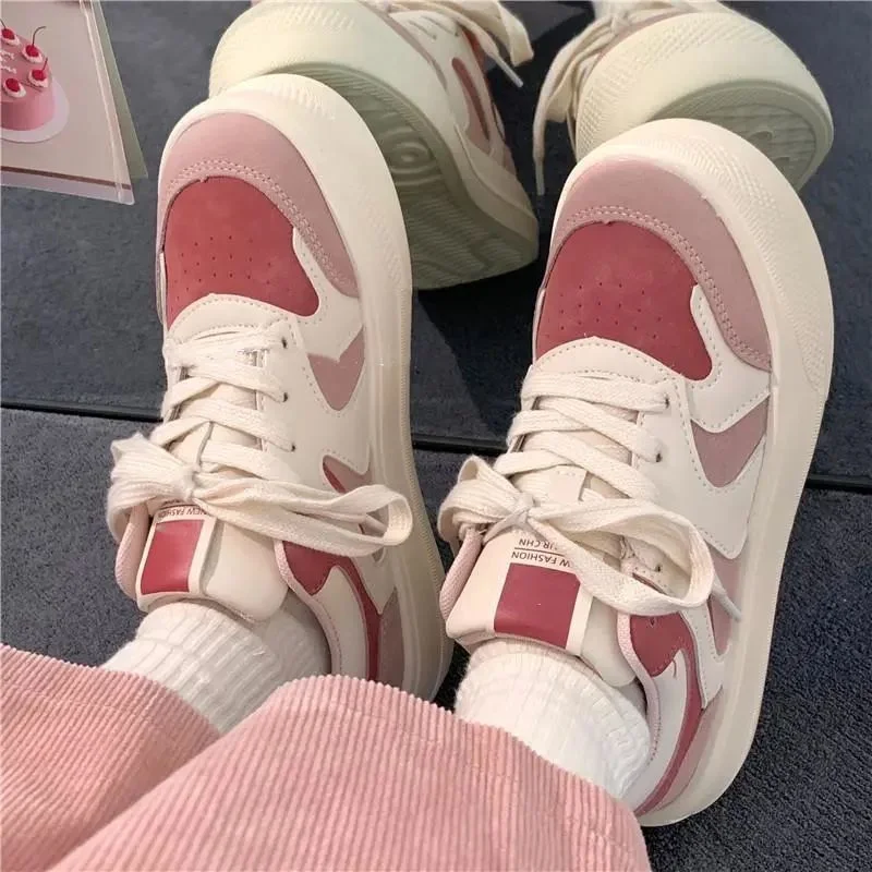 Vstacam Women Platform Vulcanize Sports Shoes Pink Kawaii Sneakers Spring Summer 2022 New Tennis Female Flats Harajuku