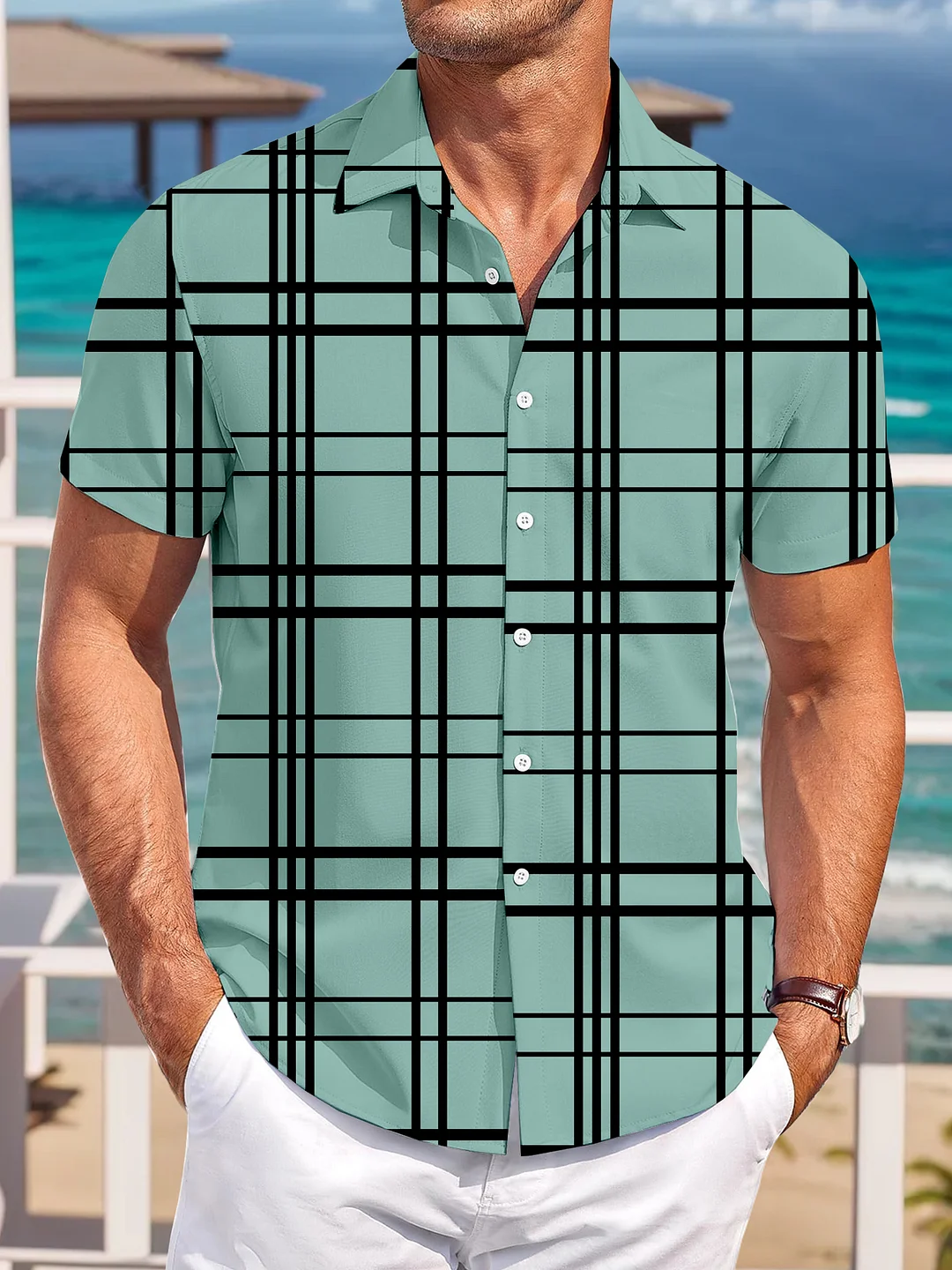 Suitmens Simple plaid pattern shirt 1316