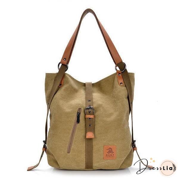 Women Canvas Casual Multifunctional Microfiber Leather Large Capacity Handbag Shoulder Bags Backpack