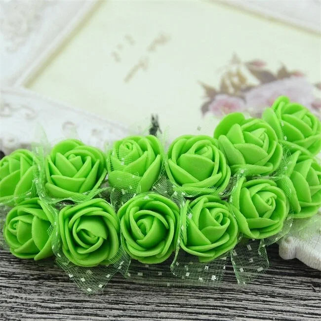 144PCS 2CM Mini Artificial Flower Bubble Rose Bouquet Wedding Home Party Decoration Craft Garland Accessories Fake Flower