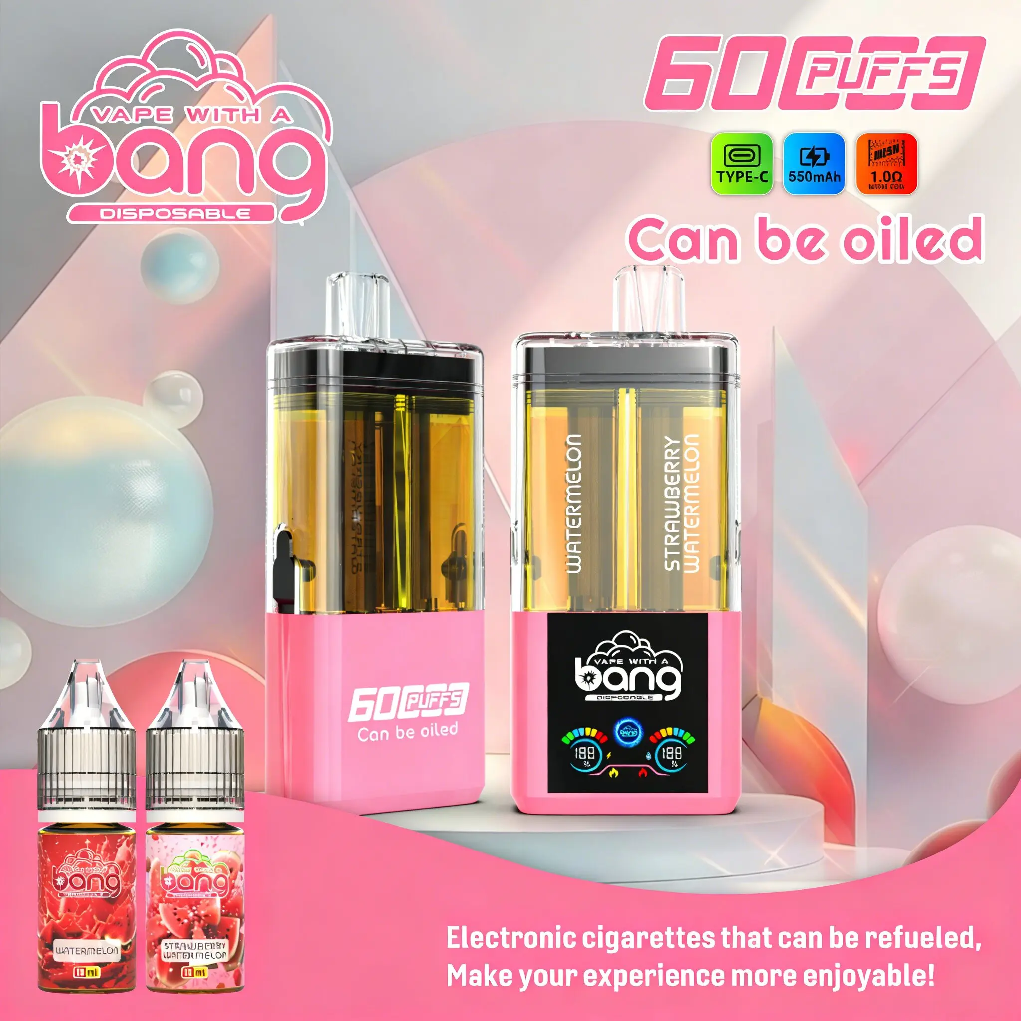 【New Arrive】Bang 60K 60000 Puffs Dual Flavors Rechargeable Original Refillable Oil Vape mysite fumotvapeshop