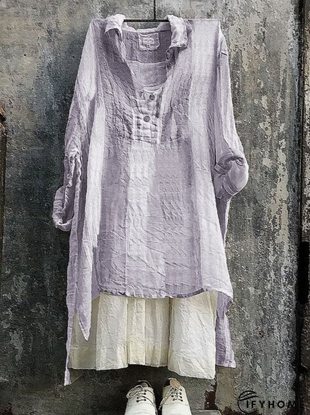 Casual Striped 3/4 Sleeve V Neck Bat Sleeve Tunic Top | IFYHOME