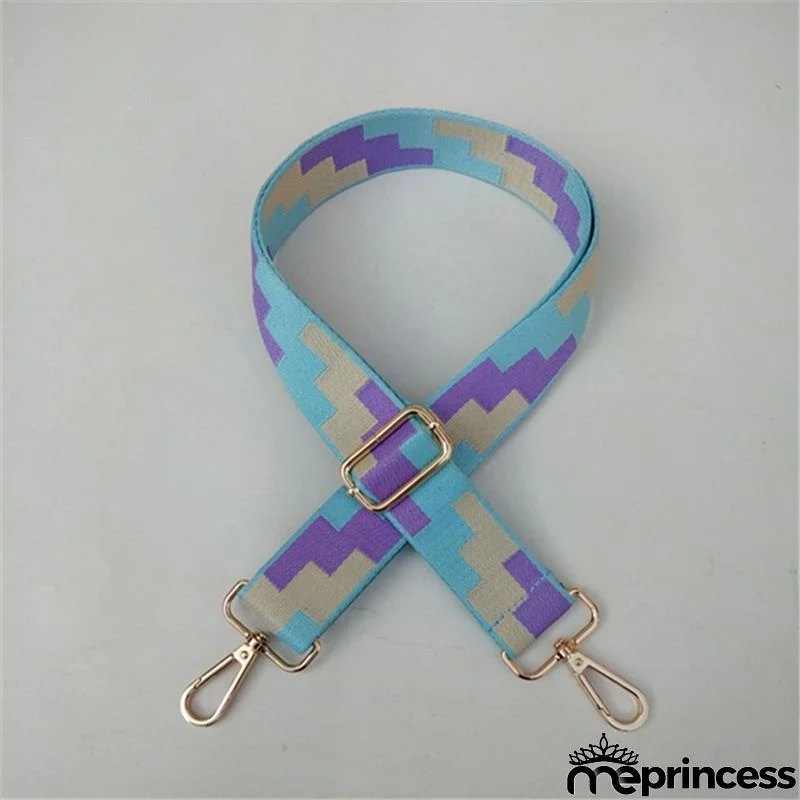 Women Fashion Color Block Adjustable Decompression Replacement Long Strap Bag Accessories